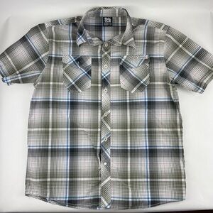 Enyce Button Up Shirt Mens XL Gray Plaid Short Sleeve